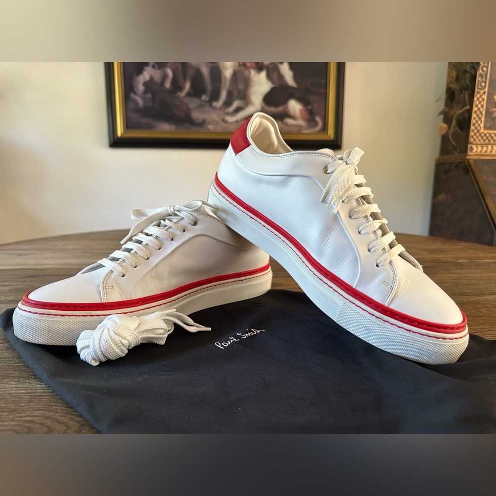Paul Smith White and Red Basso Sneakers with Classic Design